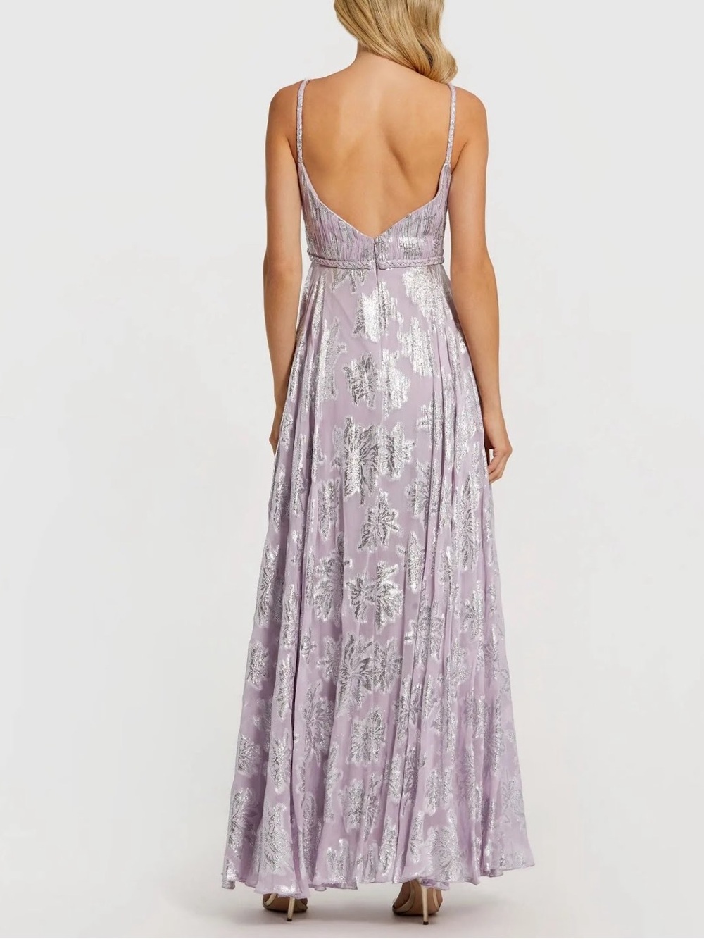 NWT Ieena for Mac Duggal Lilac Braided Strap A-line Floral Gown 9310 Size 6 - Picture 2 of 16